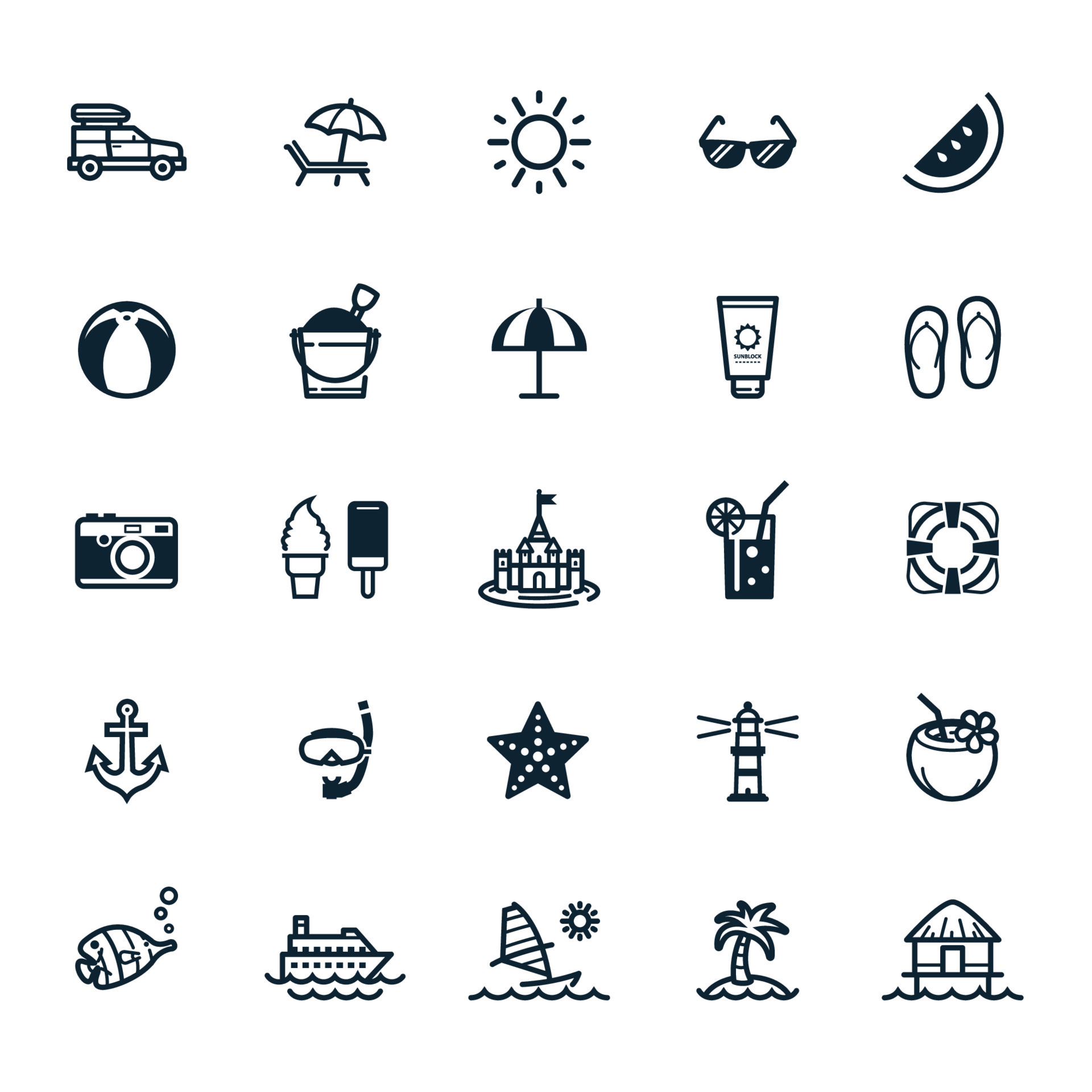 Summer Icons and Beach Icons with White Background 8546940 Vector Art ...