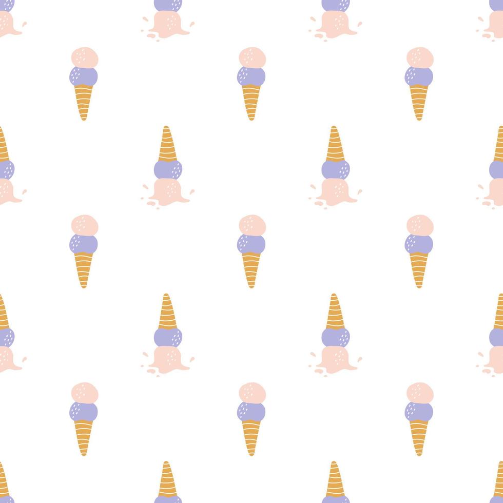 patrón sin costuras con helado brillante dibujado a mano. diseño de verano para tela, tela para niños, papel para envolver vector