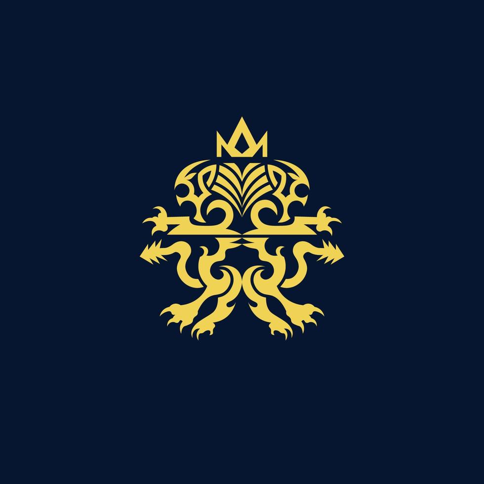 Luxury Heraldic King Lion Logo Vector