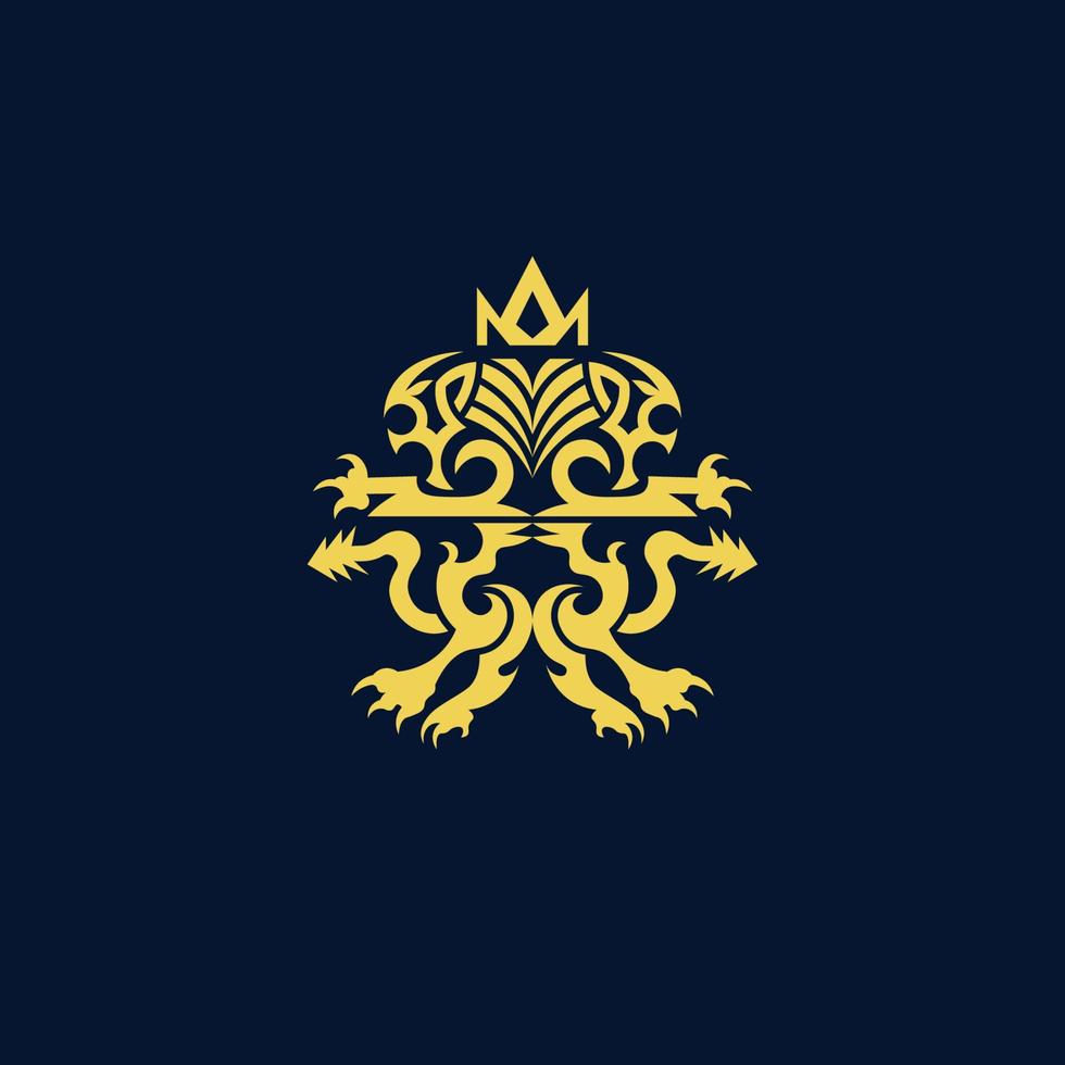 Luxury Heraldic King Lion Logo Vector