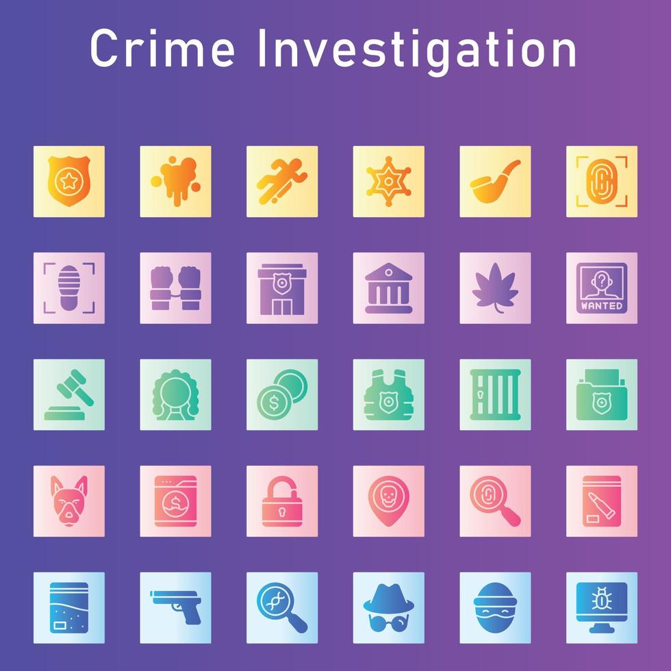 Crime Investigation Icon Pack vector