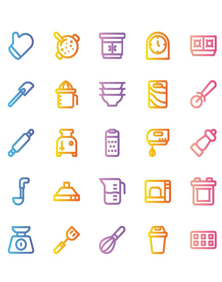 Kitchen Icon Set 30 isolated on white background vector