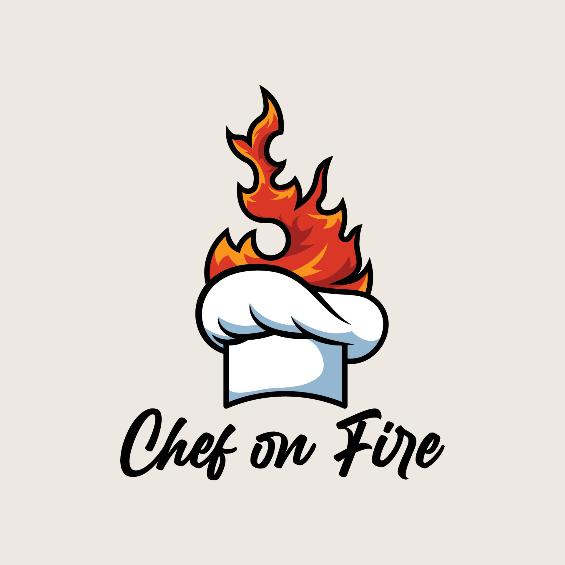 chef hat logo on fire suitable for company name 8547014 Vector Art at