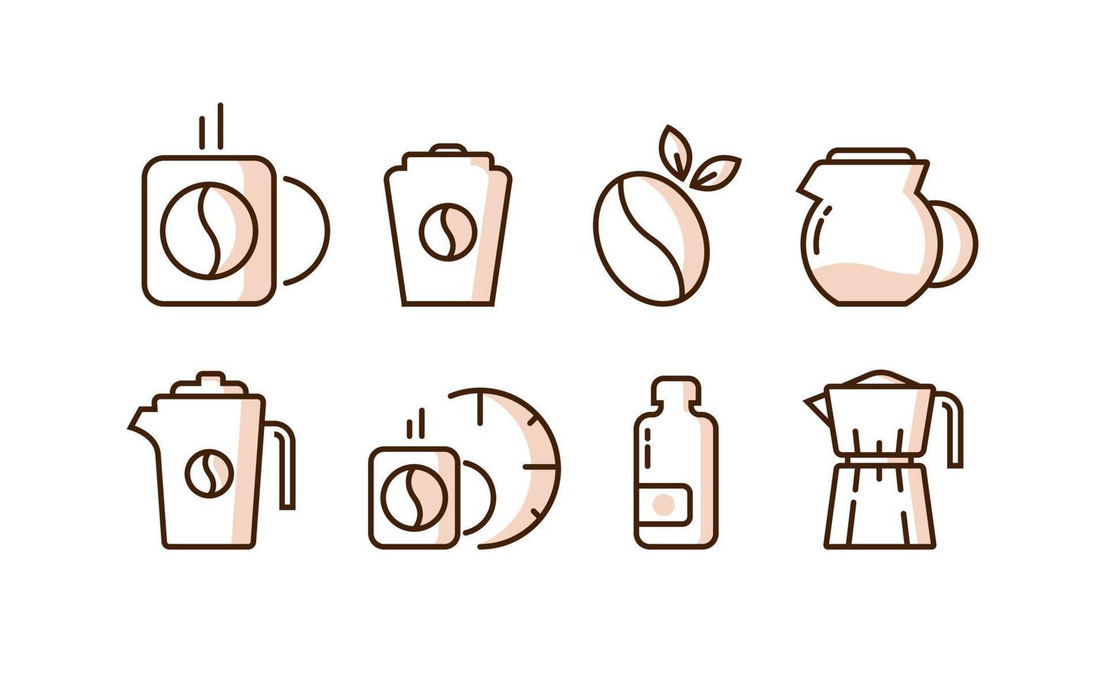 Minimalist coffee line icons collection vector