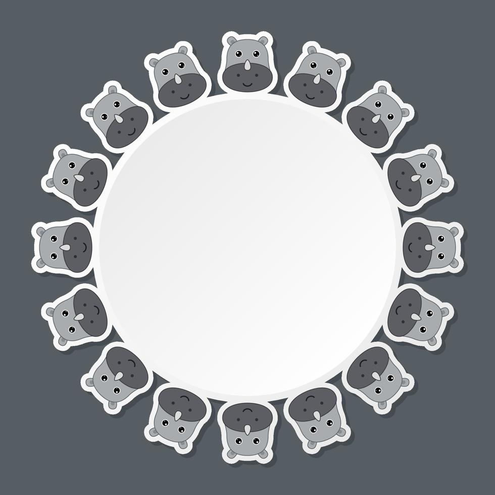 Rhinoceros with round frame for banner, poster, and greeting card vector