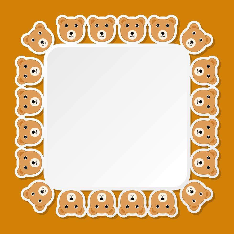 Bear with square frame for banner, poster, and greeting card vector