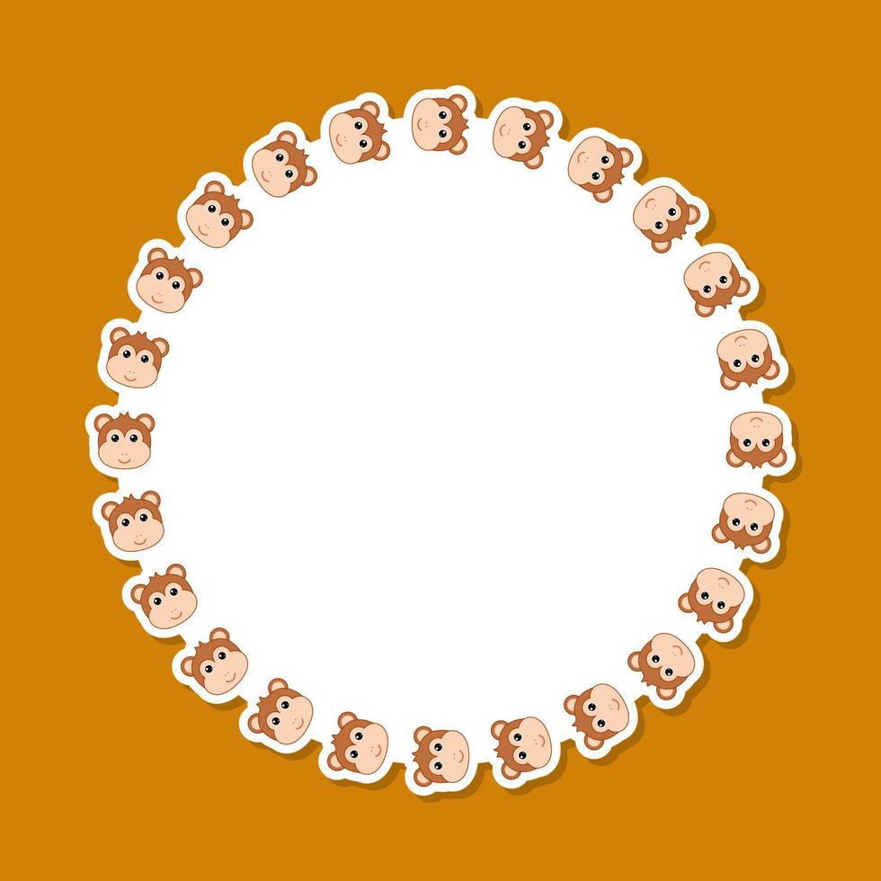 Monkey with round frame for banner, poster, and greeting card vector