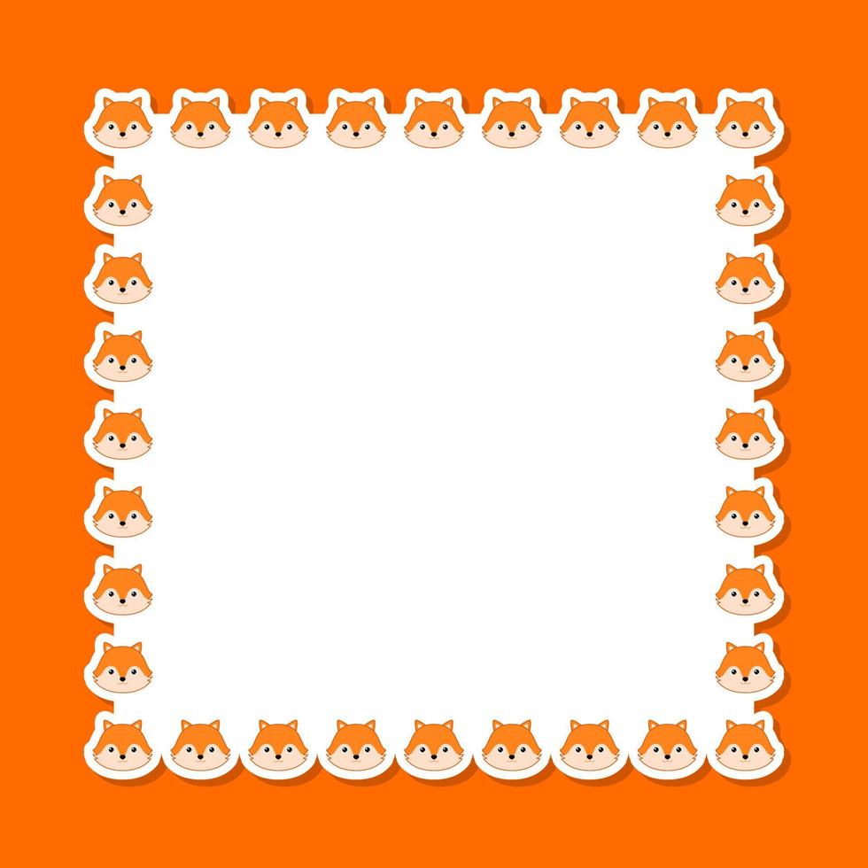 Fox with square frame for banner, poster, and greeting card vector