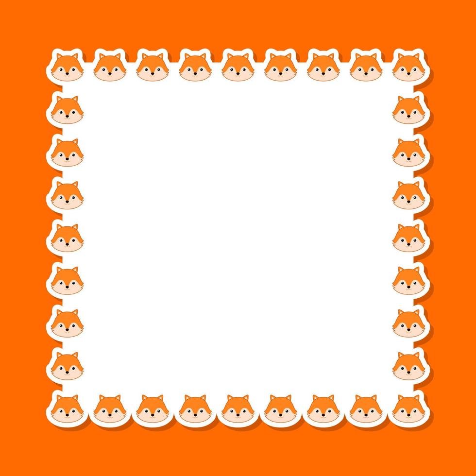 Fox with square frame for banner, poster, and greeting card vector