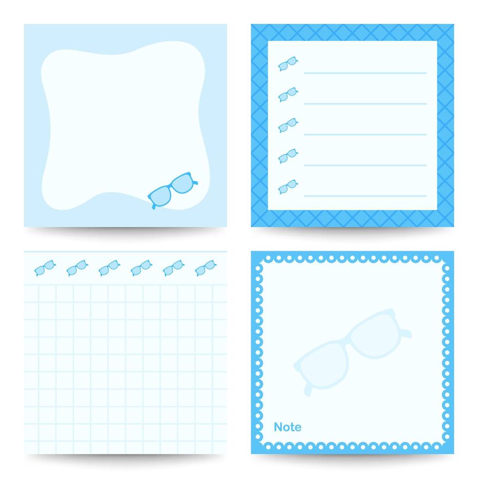 Set of square notepads with Glasses vector