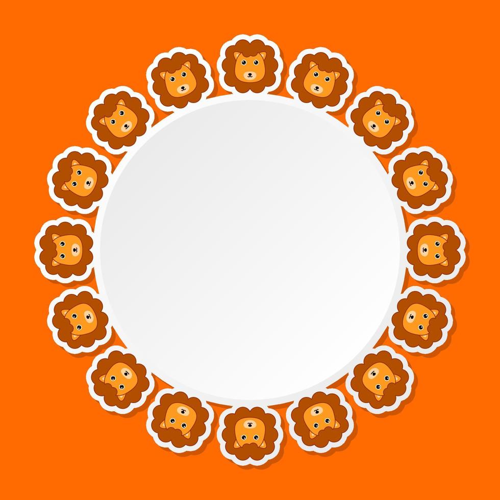 Lion with round frame for banner, poster, and greeting card vector