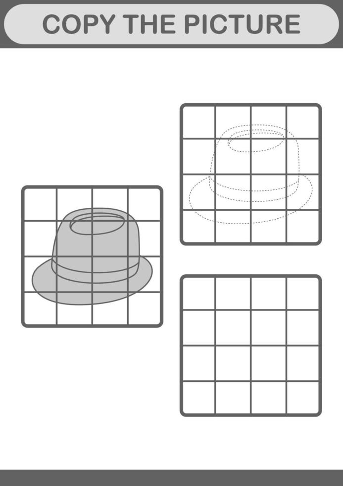 copia la imagen con sombrero fedora. hoja de trabajo para niños vector