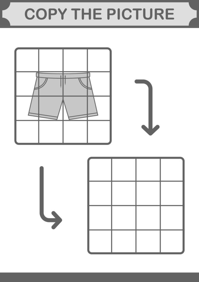 Copy the picture with Shorts. Worksheet for kids vector