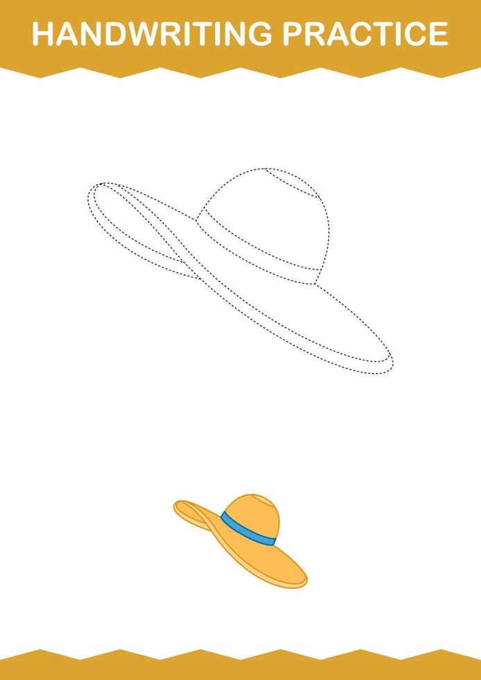 Handwriting practice with Women Hat. Worksheet for kids vector