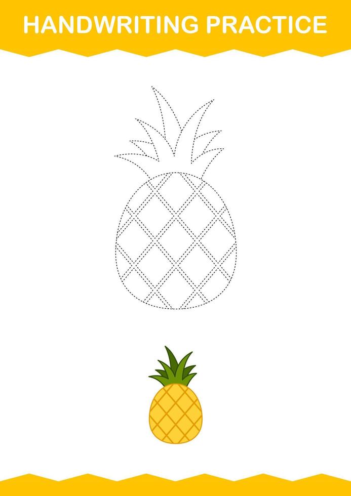 Handwriting practice with Pineapple. Worksheet for kids vector