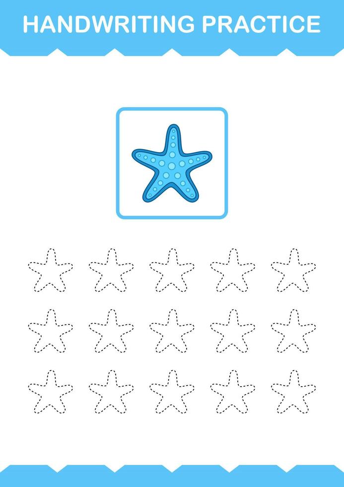 Handwriting practice with Starfish. Worksheet for kids vector