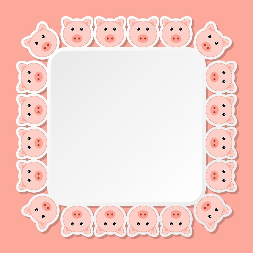 Pig with square frame for banner, poster, and greeting card vector