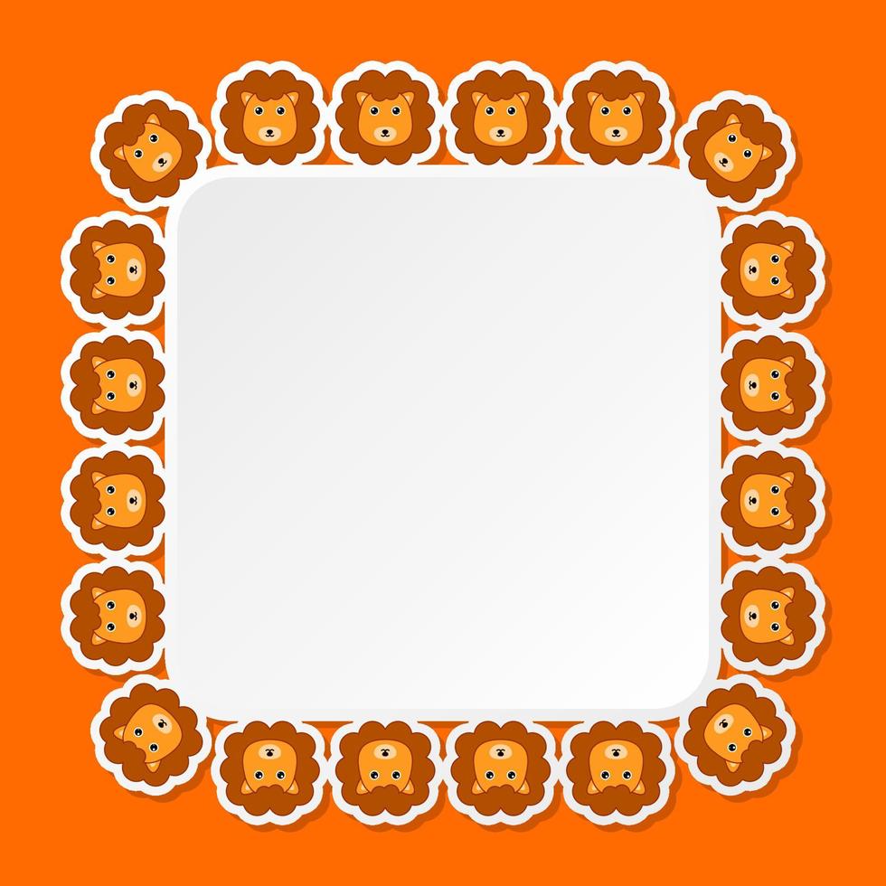 Lion with square frame for banner, poster, and greeting card vector
