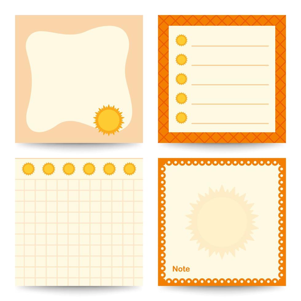 Set of square notepads with Sun vector