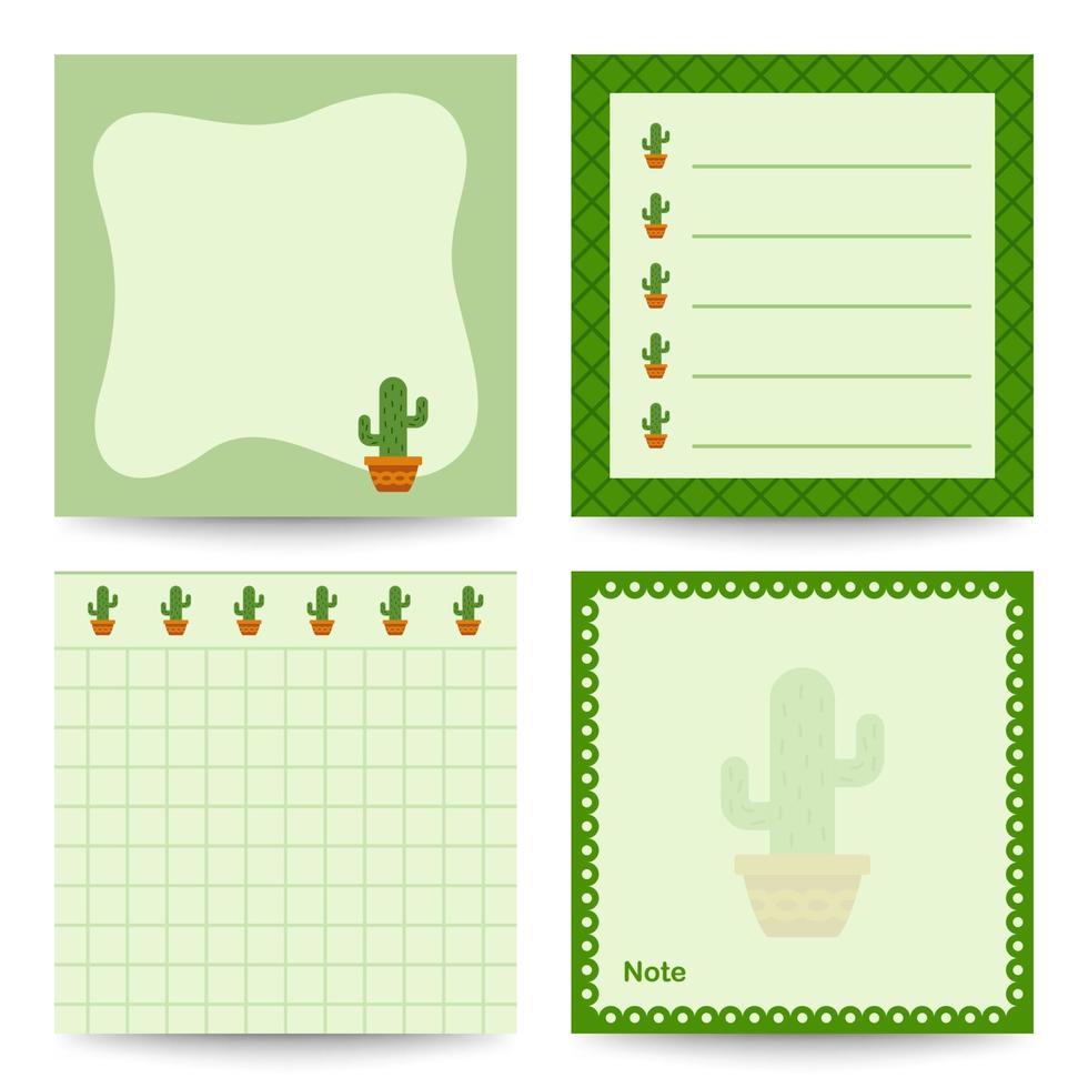 juego de libretas cuadradas con cactus vector