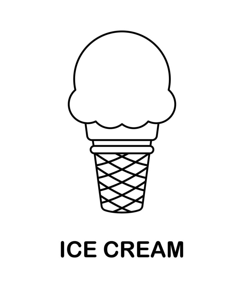 Coloring page with Ice Cream for kids vector