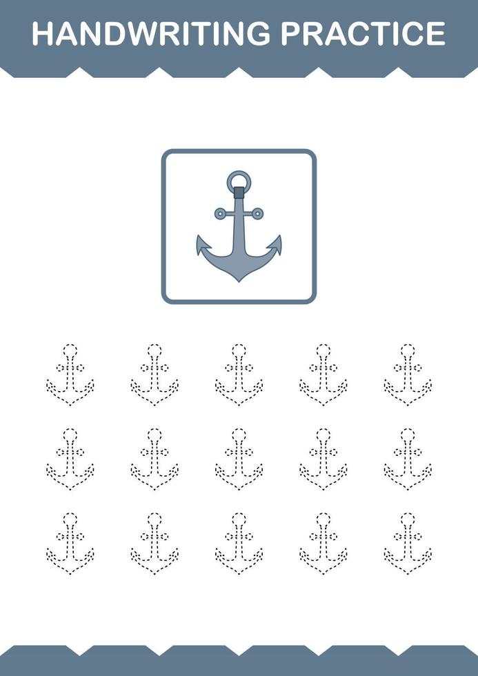 Handwriting practice with Anchor. Worksheet for kids vector