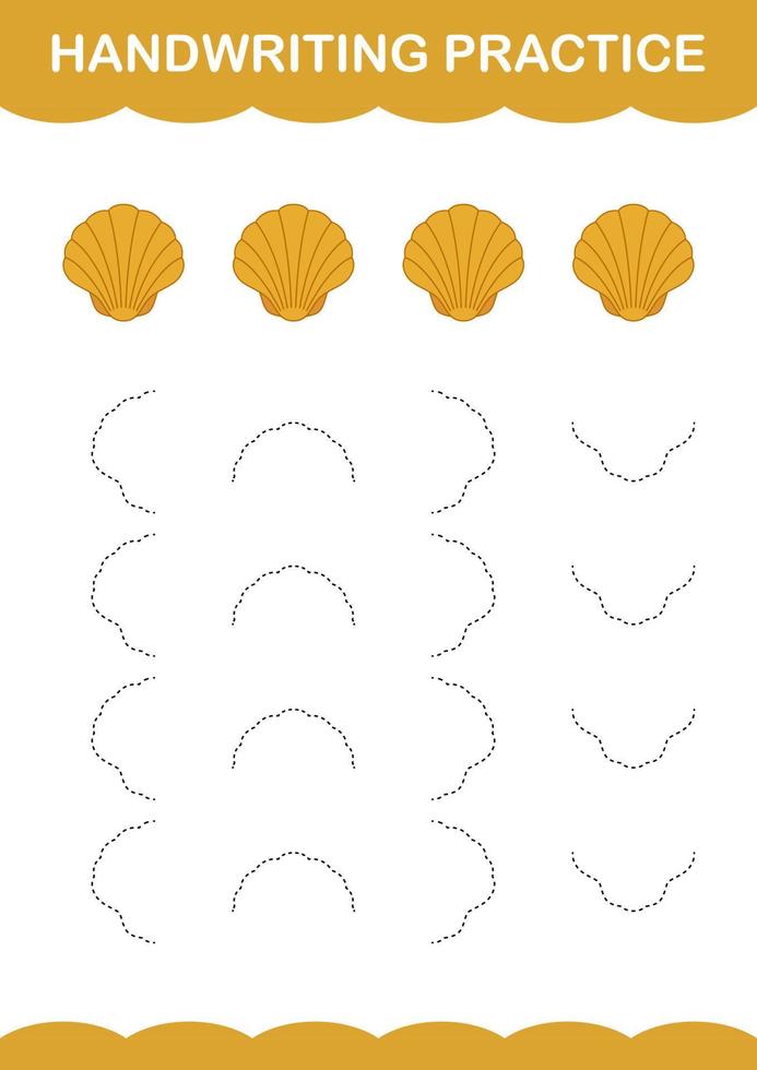 Handwriting practice with Seashell. Worksheet for kids vector