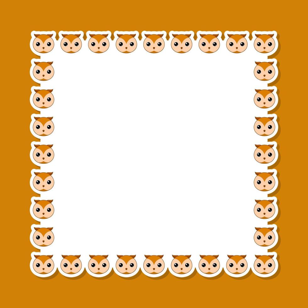 Owl with square frame for banner, poster, and greeting card vector