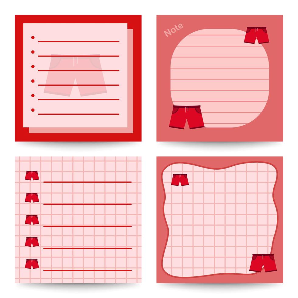 juego de libretas cuadradas con shorts vector