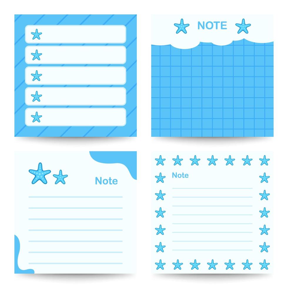 Set of square notepads with Starfish vector