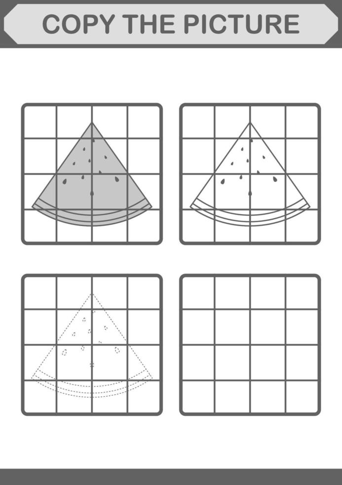 copia la imagen con sandía. hoja de trabajo para niños vector