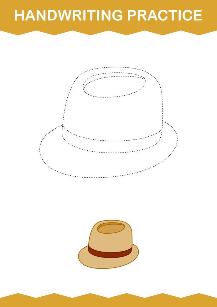 Handwriting practice with Fedora Hat. Worksheet for kids vector