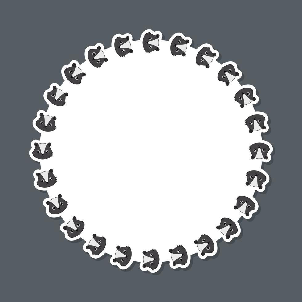 Skunk with round frame for banner, poster, and greeting card vector