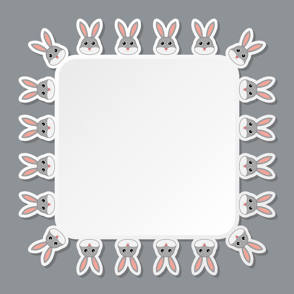 Rabbit with square frame for banner, poster, and greeting card vector