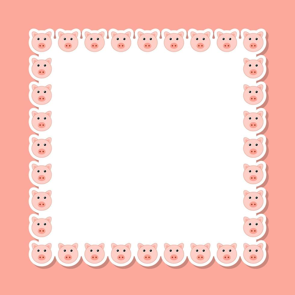 Pig with square frame for banner, poster, and greeting card vector