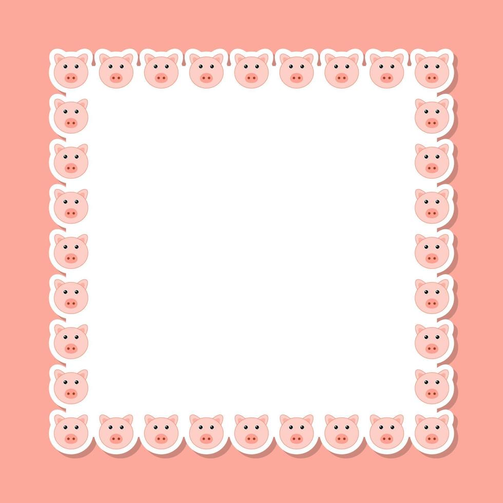 Pig with square frame for banner, poster, and greeting card vector