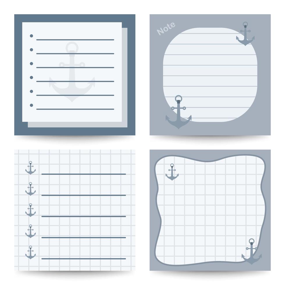 Set of square notepads with Anchor vector