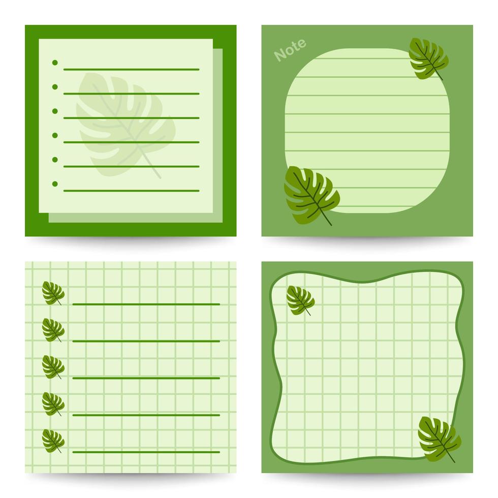 juego de libretas cuadradas con monstera vector