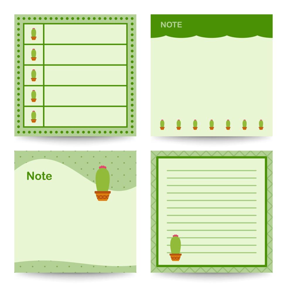 juego de libretas cuadradas con cactus vector