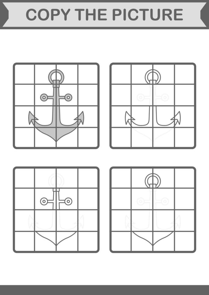 Copy the picture with Anchor. Worksheet for kids vector