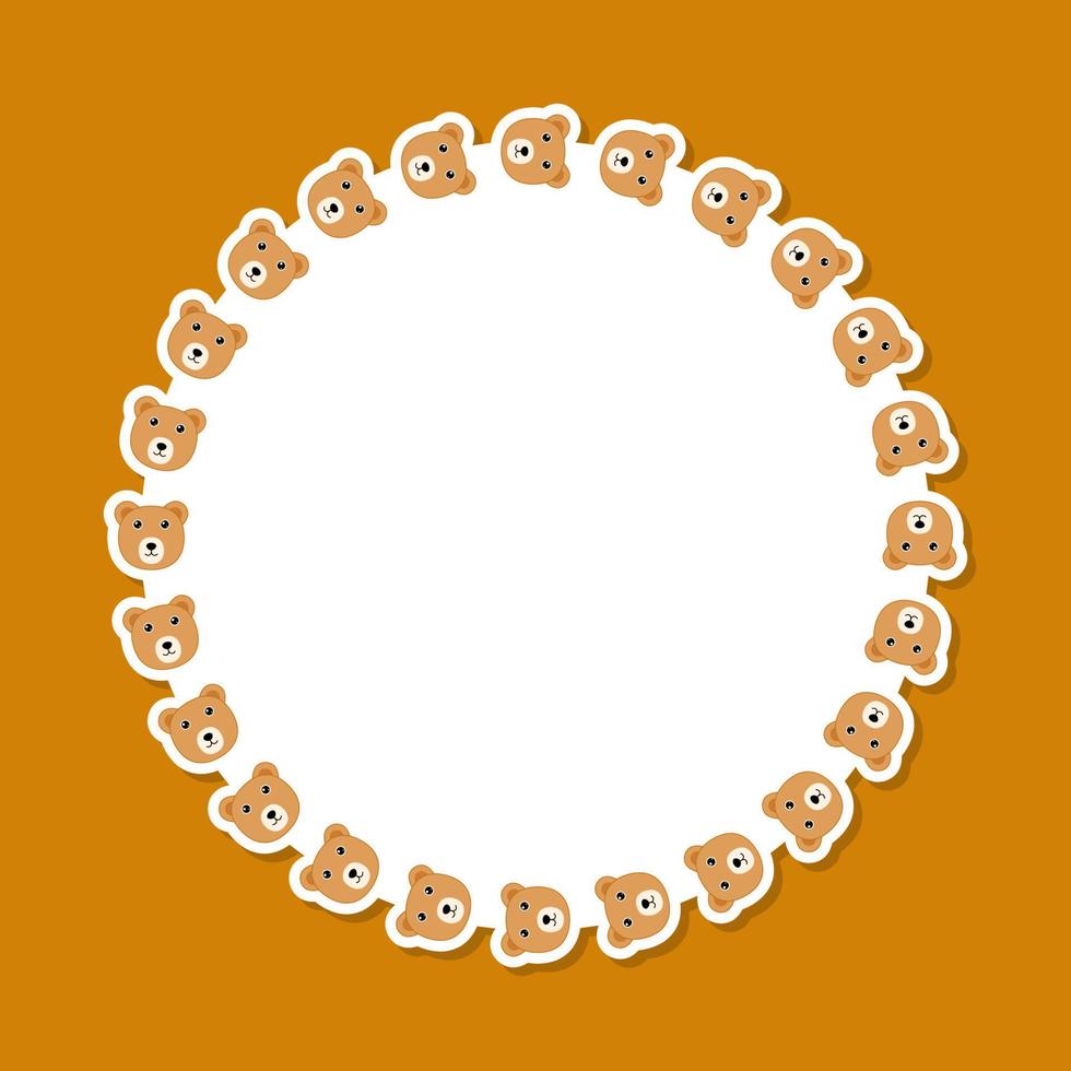 Bear with round frame for banner, poster, and greeting card vector