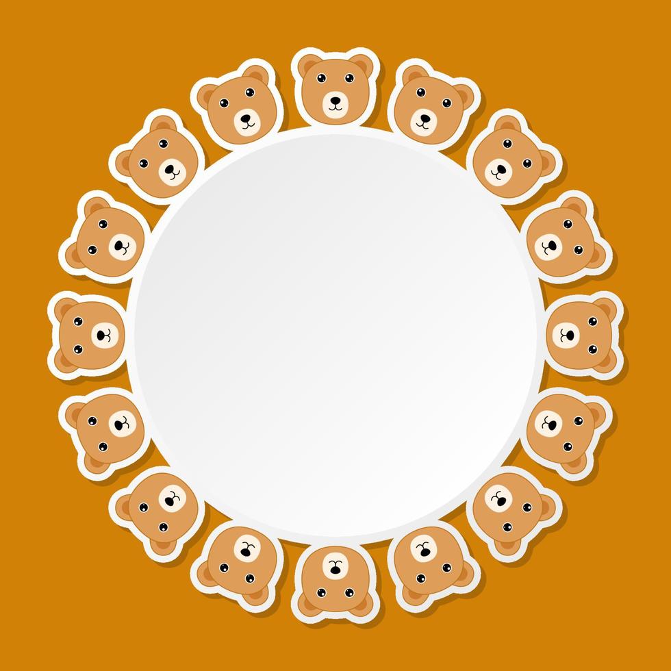 Bear with round frame for banner, poster, and greeting card vector