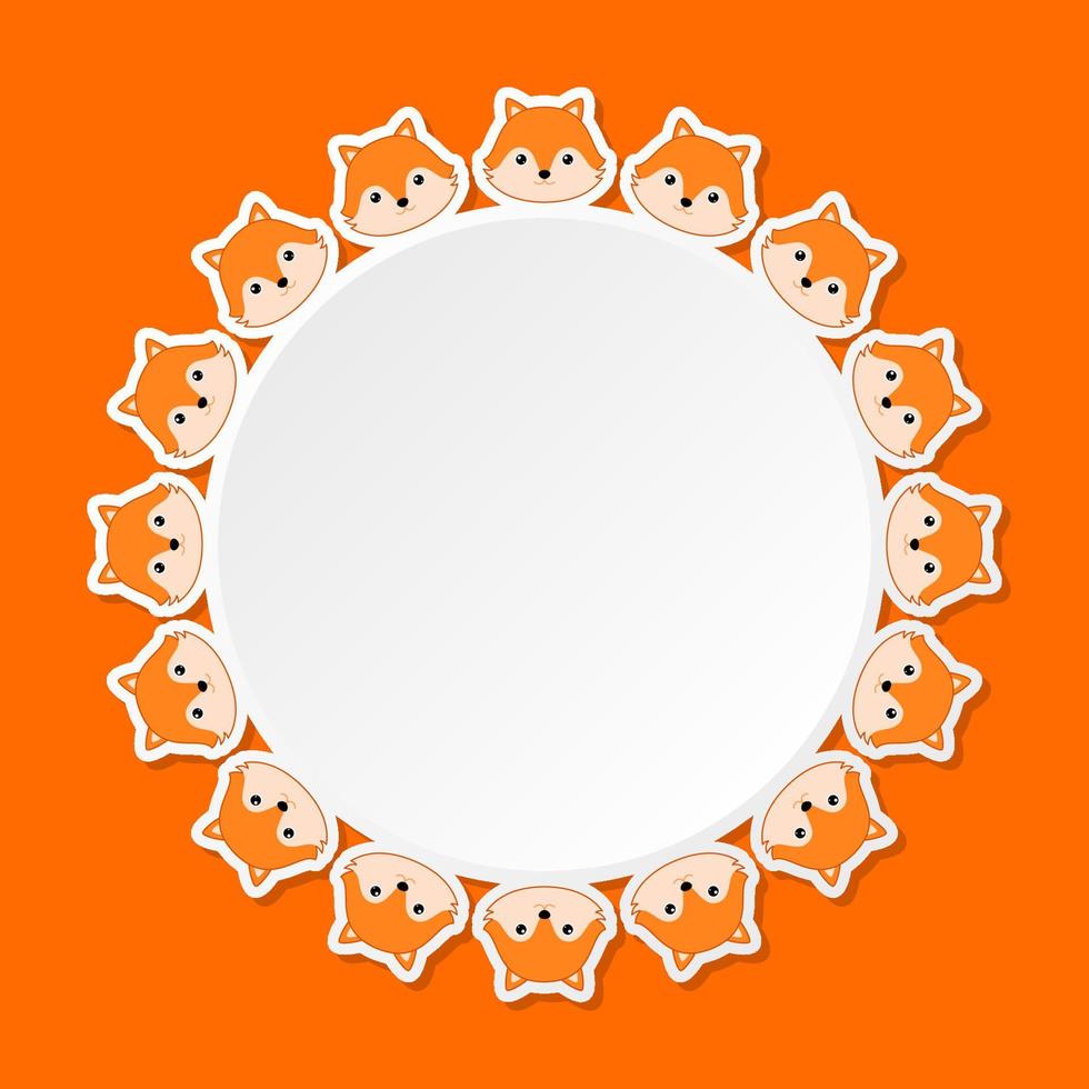 Fox with round frame for banner, poster, and greeting card vector