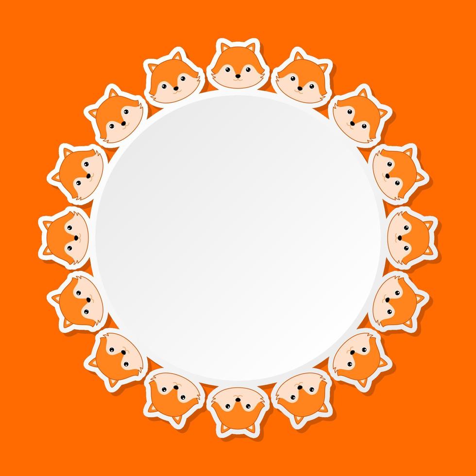 Fox with round frame for banner, poster, and greeting card vector