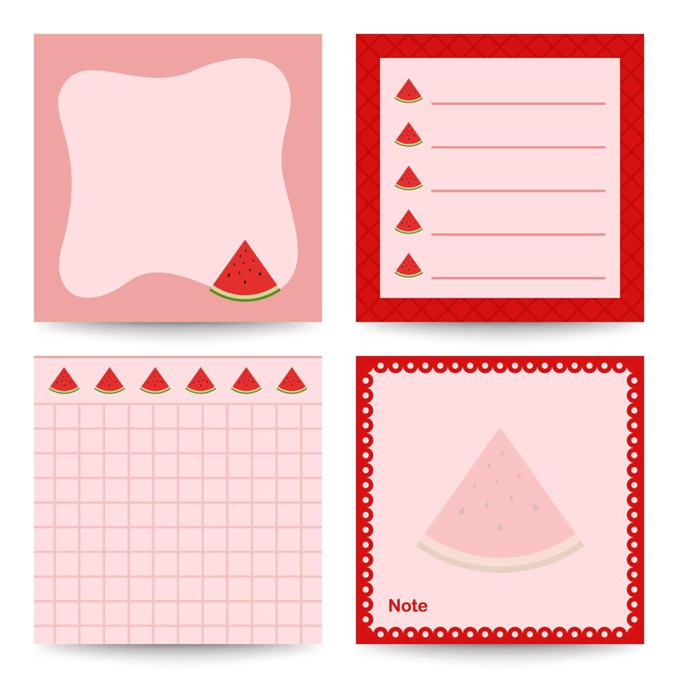 Set of square notepads with Watermelon vector