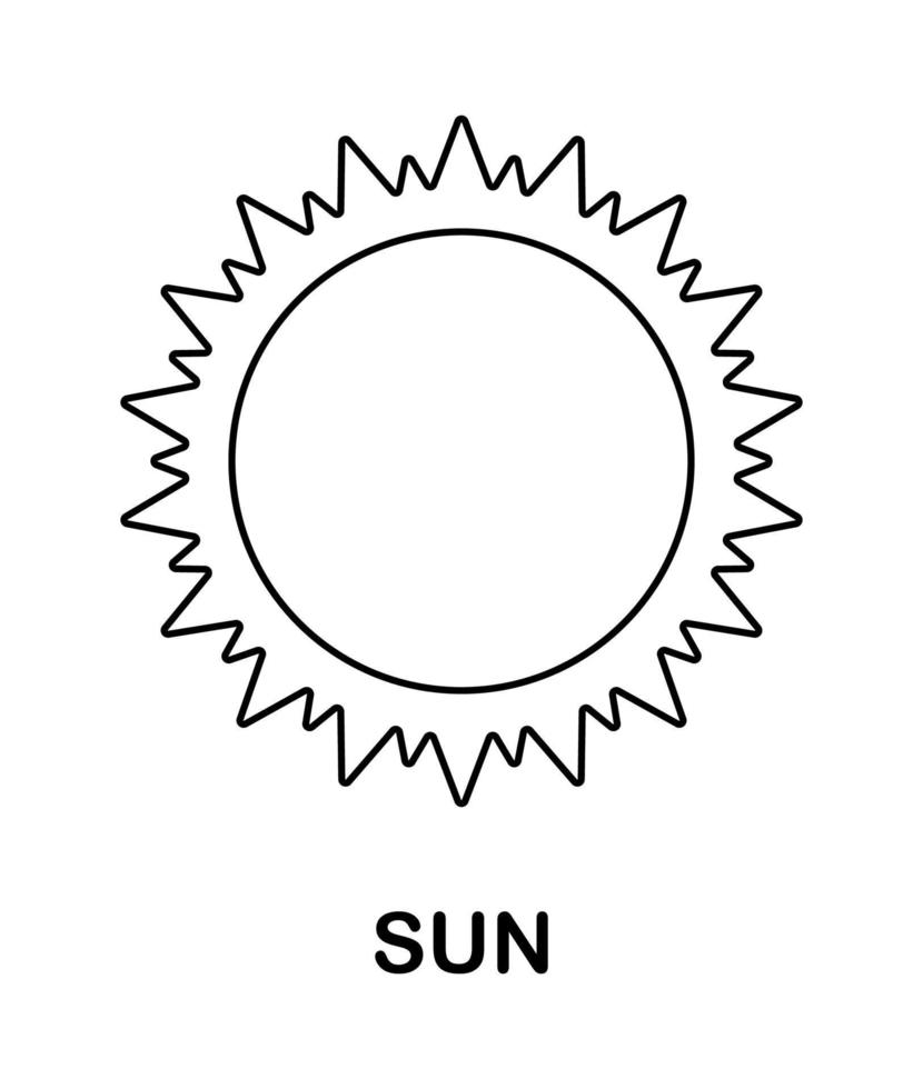 página para colorear con sol para niños vector