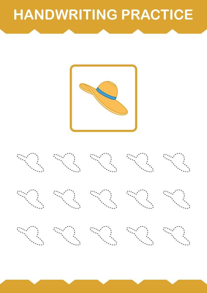 Handwriting practice with Women Hat. Worksheet for kids vector