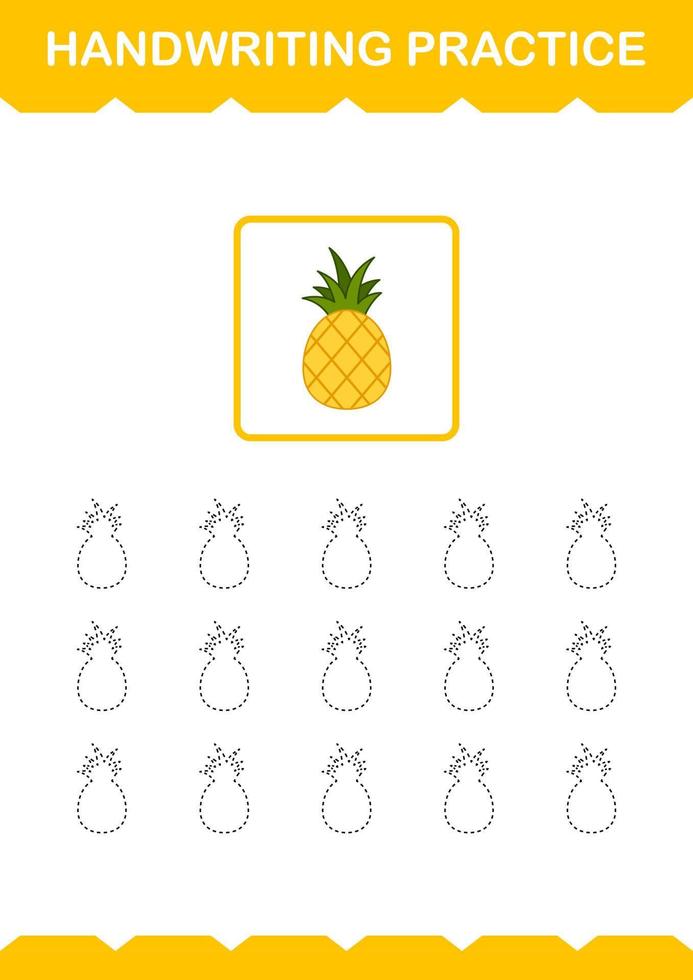 Handwriting practice with Pineapple. Worksheet for kids vector