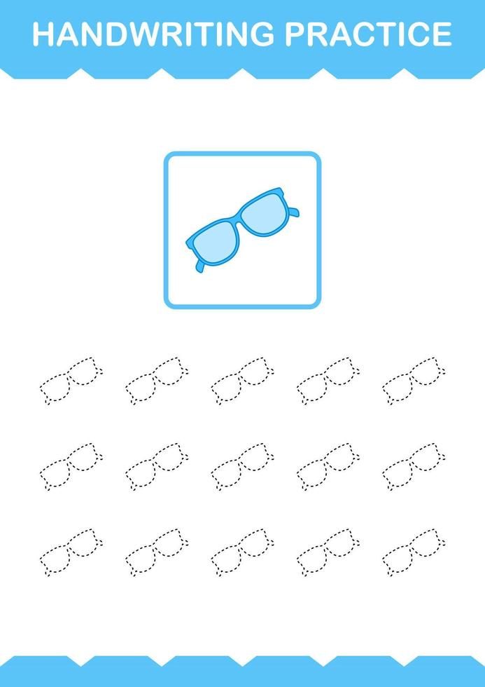 Handwriting practice with Glasses. Worksheet for kids vector