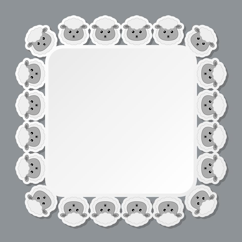 Sheep with square frame for banner, poster, and greeting card vector